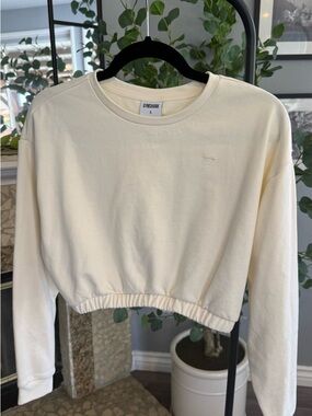 Gymshark Cream Elastic-Hem Cropped Sweatshirt
